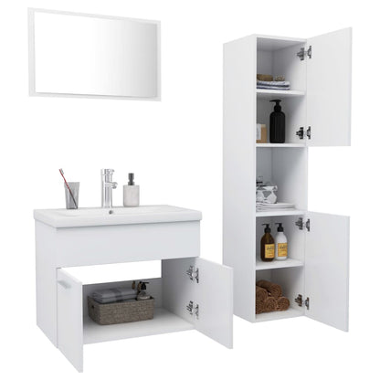 Set Mobili da Bagno Bianco in Legno Multistrato