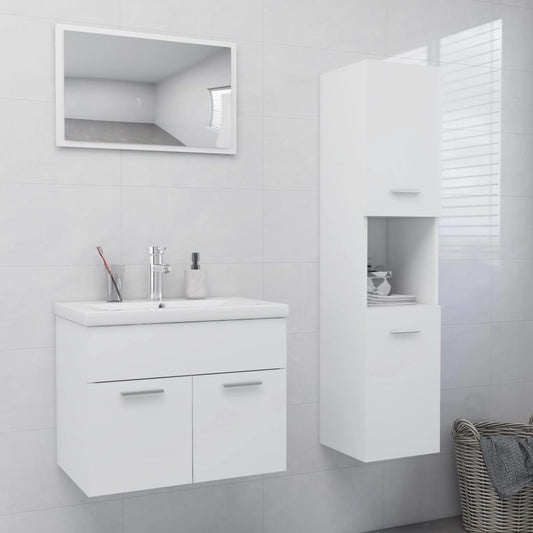 Set Mobili da Bagno Bianco in Legno Multistrato | homemem39