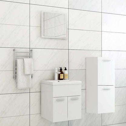 Set Mobili da Bagno Bianco in Legno Multistrato