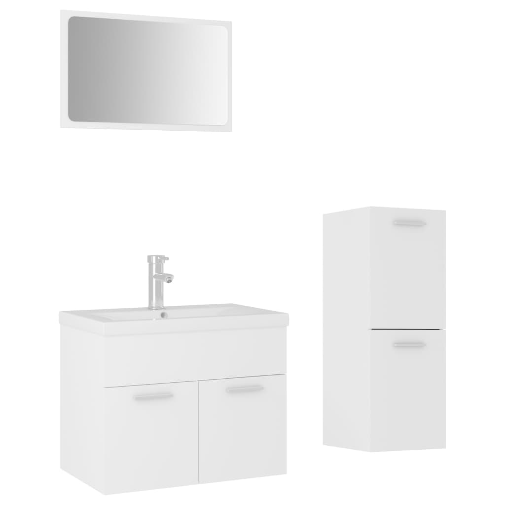 Set Mobili da Bagno Bianco in Legno Multistrato