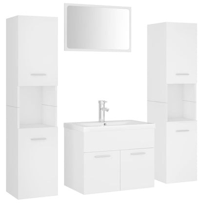 Set Mobili da Bagno Bianco in Legno Multistrato