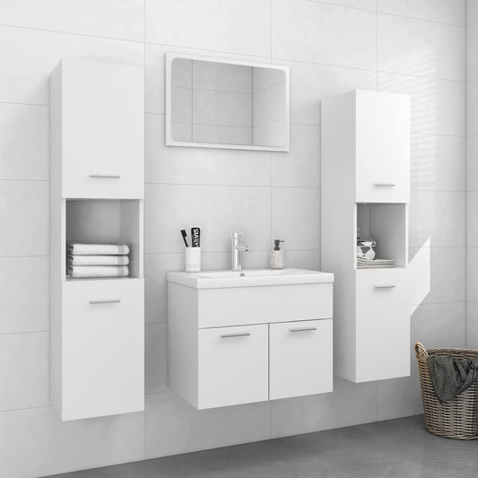 Set Mobili da Bagno Bianco in Legno Multistrato | homemem39