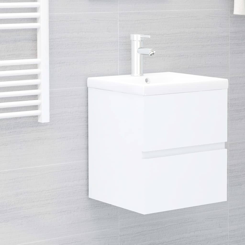Mobile con Lavabo Integrato Bianco in Legno Multistrato | homemem39