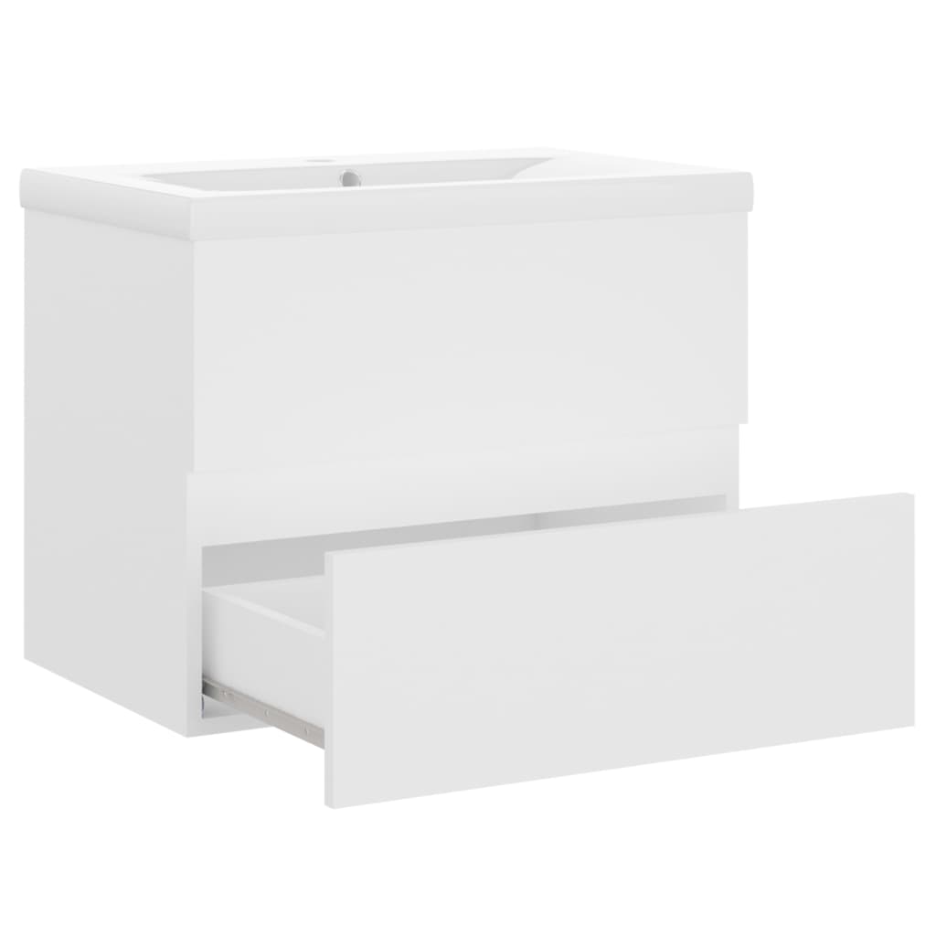 Mobile con Lavabo Integrato Bianco in Legno Multistrato | homemem39