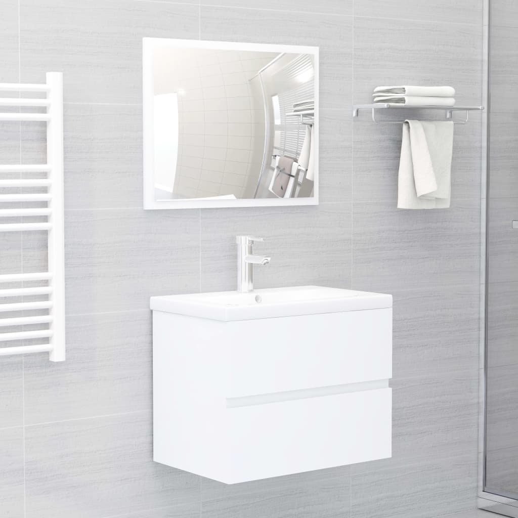 Mobile con Lavabo Integrato Bianco in Legno Multistrato | homemem39