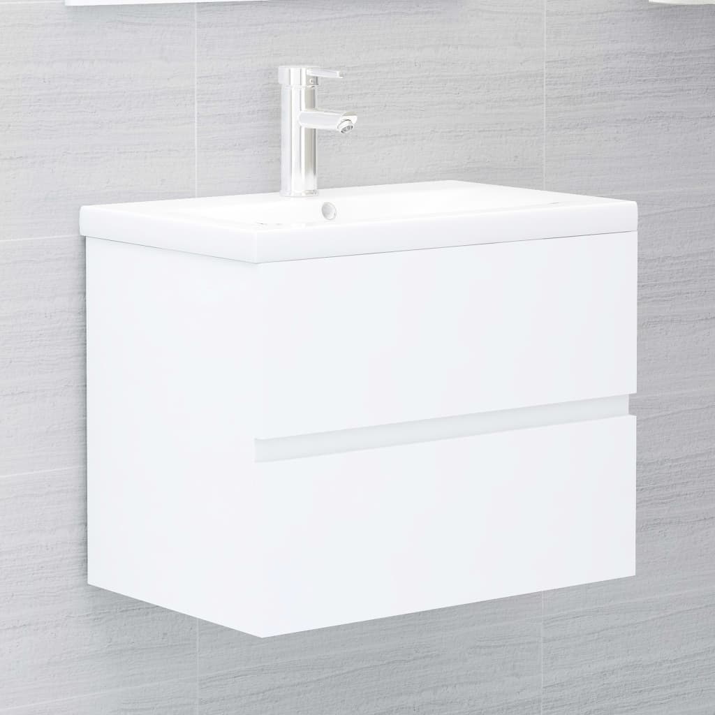 Mobile con Lavabo Integrato Bianco in Legno Multistrato | homemem39