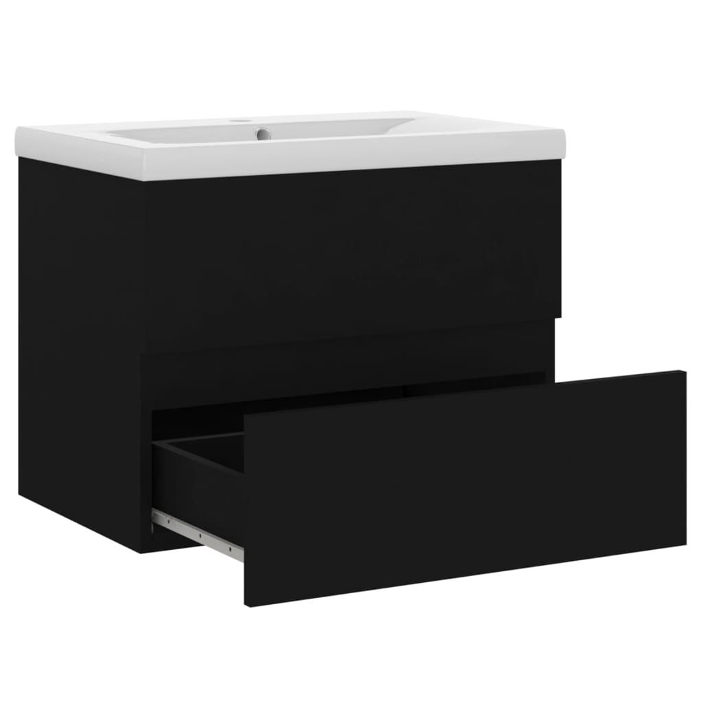 Mobile con Lavabo Integrato Nero in Legno Multistrato - homemem39