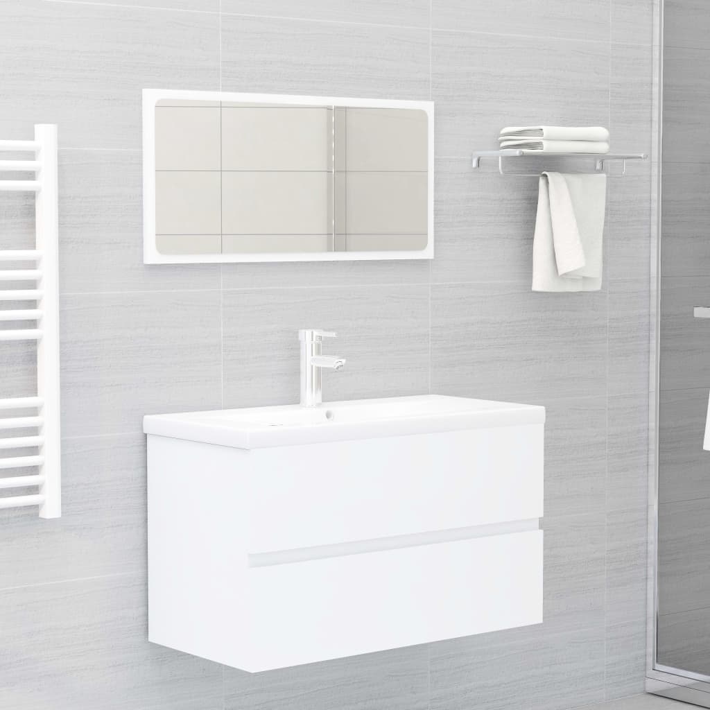 Mobile con Lavabo Integrato Bianco in Legno Multistrato | homemem39
