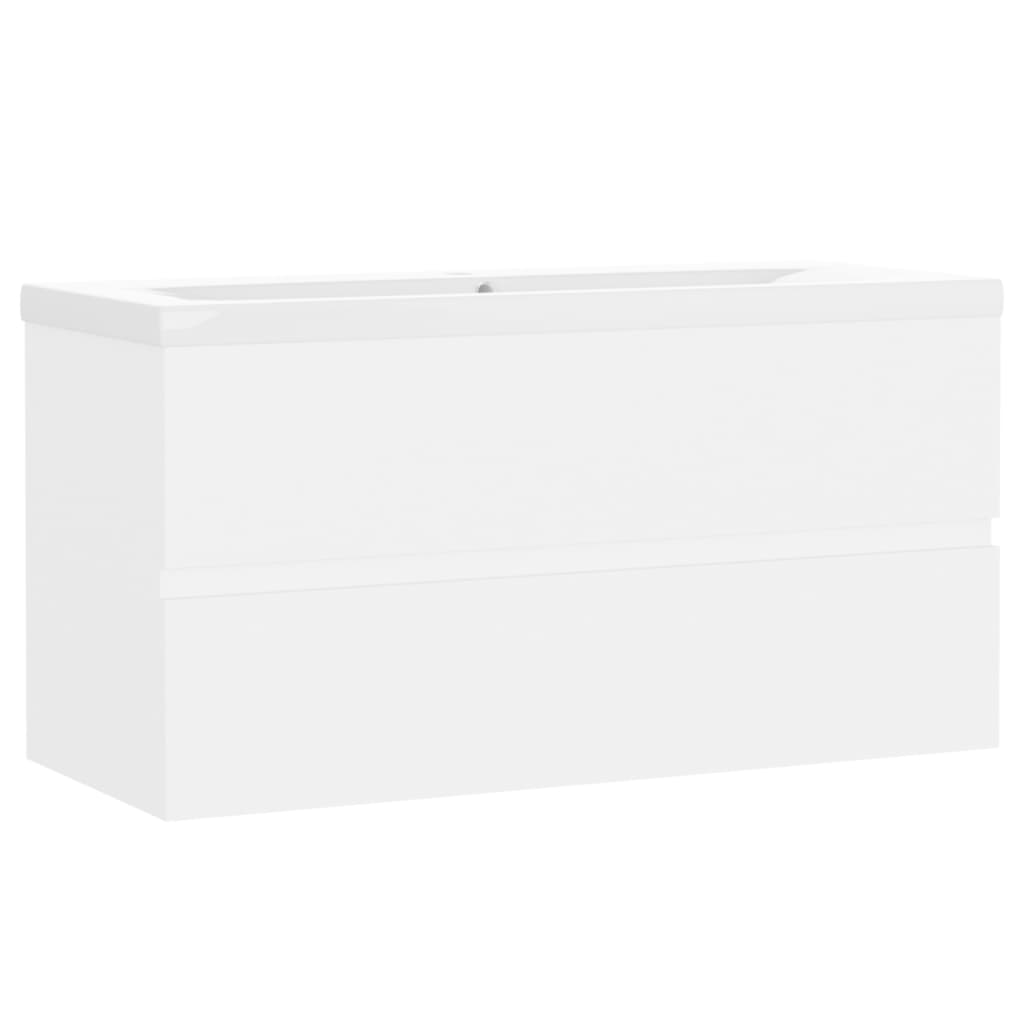 Mobile con Lavabo Integrato Bianco in Legno Multistrato | homemem39