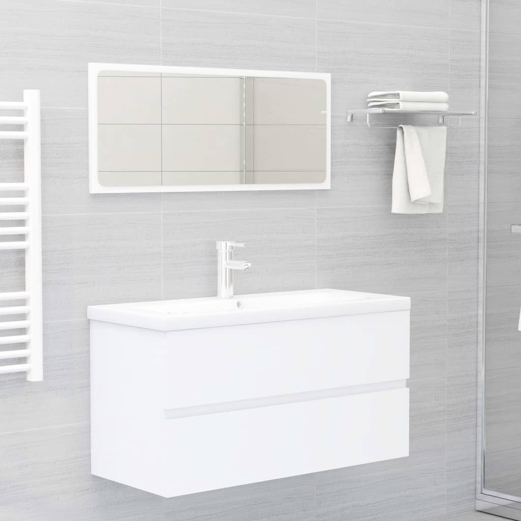 Mobile con Lavabo Integrato Bianco in Legno Multistrato | homemem39
