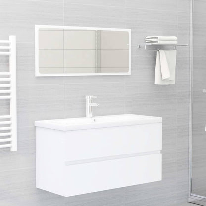 Mobile con Lavabo Integrato Bianco in Legno Multistrato | homemem39