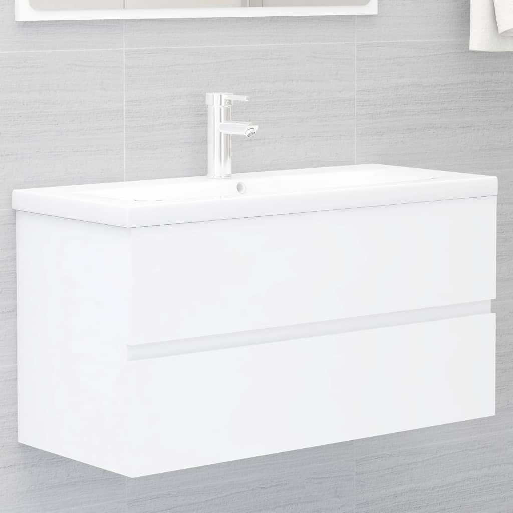 Mobile con Lavabo Integrato Bianco in Legno Multistrato | homemem39
