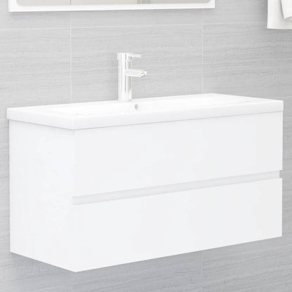 Mobile con Lavabo Integrato Bianco in Legno Multistrato | homemem39