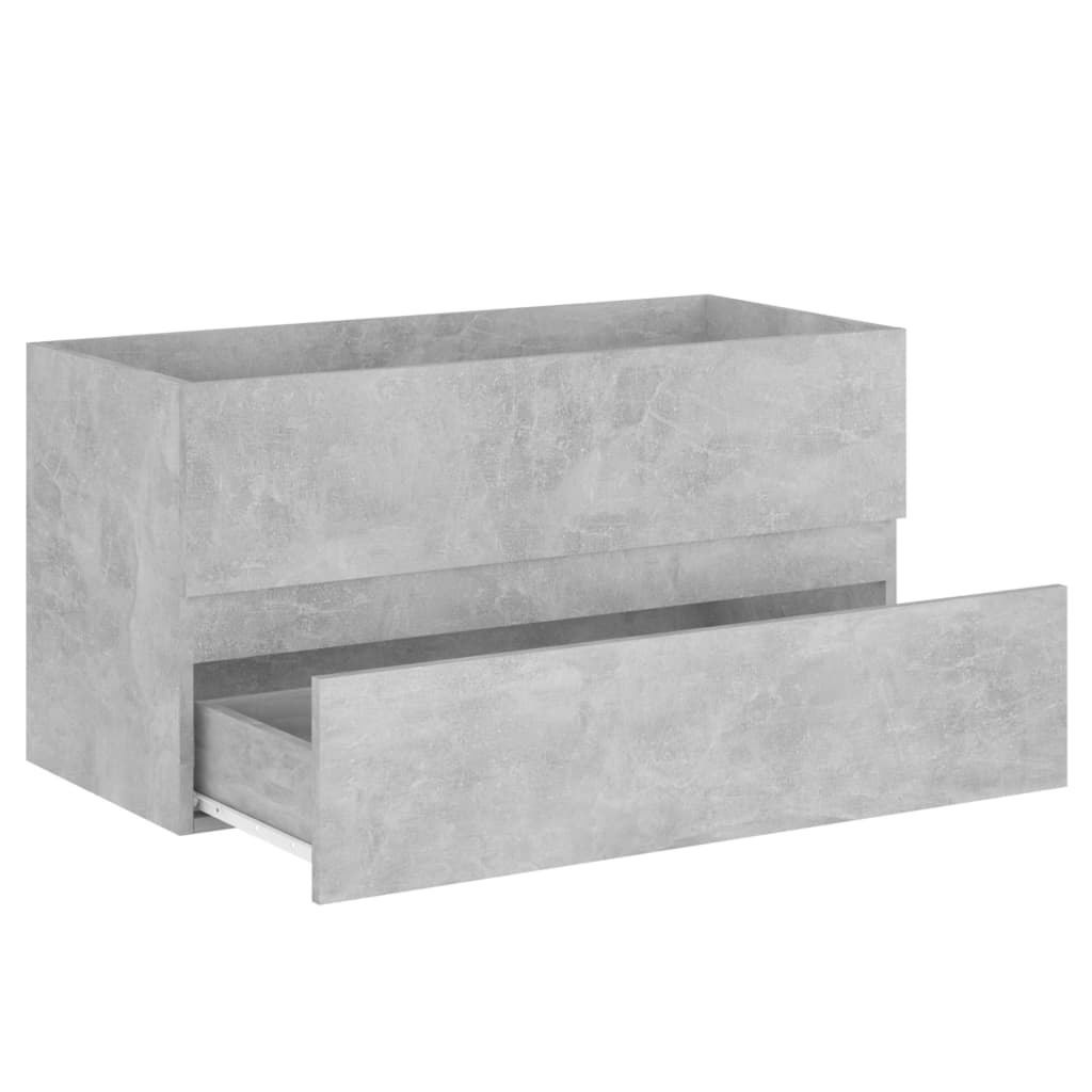 Mobile con Lavabo Integrato Grigio Cemento in Legno Multistrato | homemem39