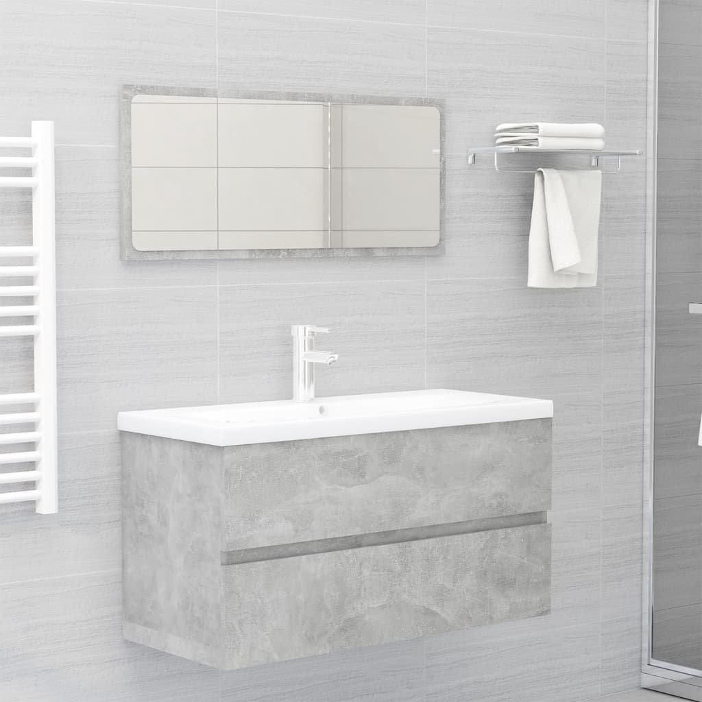 Mobile con Lavabo Integrato Grigio Cemento in Legno Multistrato | homemem39