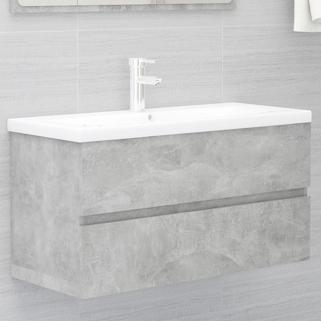 Mobile con Lavabo Integrato Grigio Cemento in Legno Multistrato | homemem39