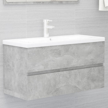 Mobile con Lavabo Integrato Grigio Cemento in Legno Multistrato | homemem39