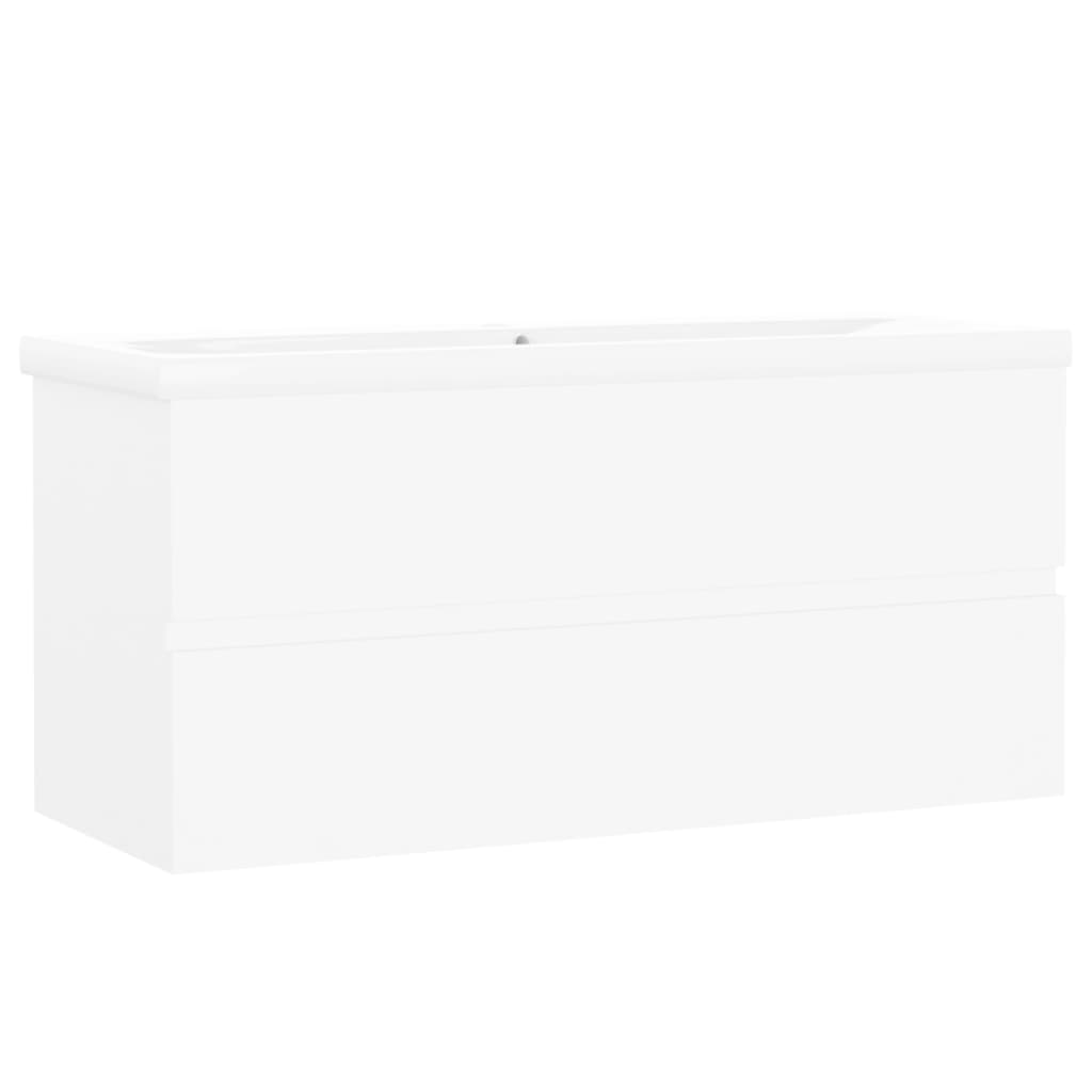 Mobile con Lavabo Integrato Bianco in Legno Multistrato | homemem39