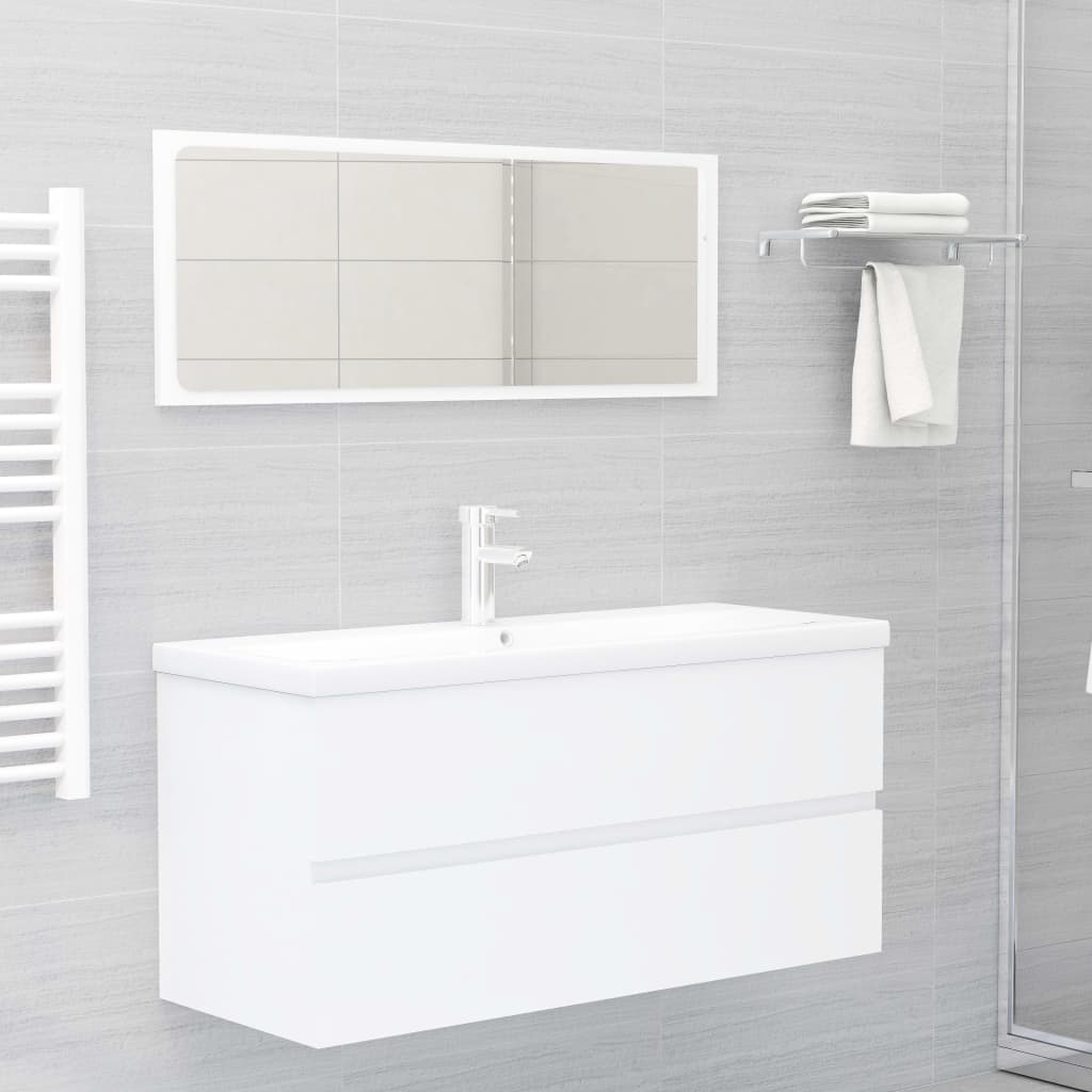 Mobile con Lavabo Integrato Bianco in Legno Multistrato | homemem39