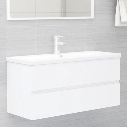Mobile con Lavabo Integrato Bianco in Legno Multistrato | homemem39