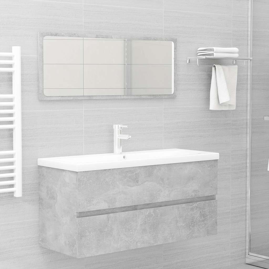 Mobile con Lavabo Integrato Grigio Cemento in Legno Multistrato | homemem39