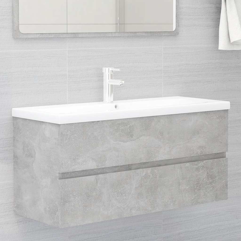 Mobile con Lavabo Integrato Grigio Cemento in Legno Multistrato | homemem39