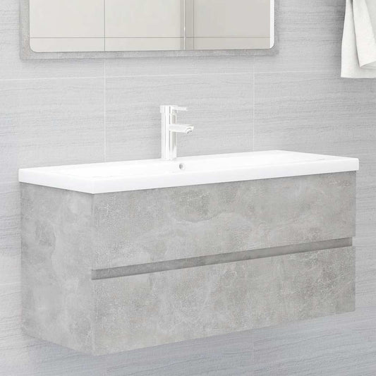 Mobile con Lavabo Integrato Grigio Cemento in Legno Multistrato | homemem39