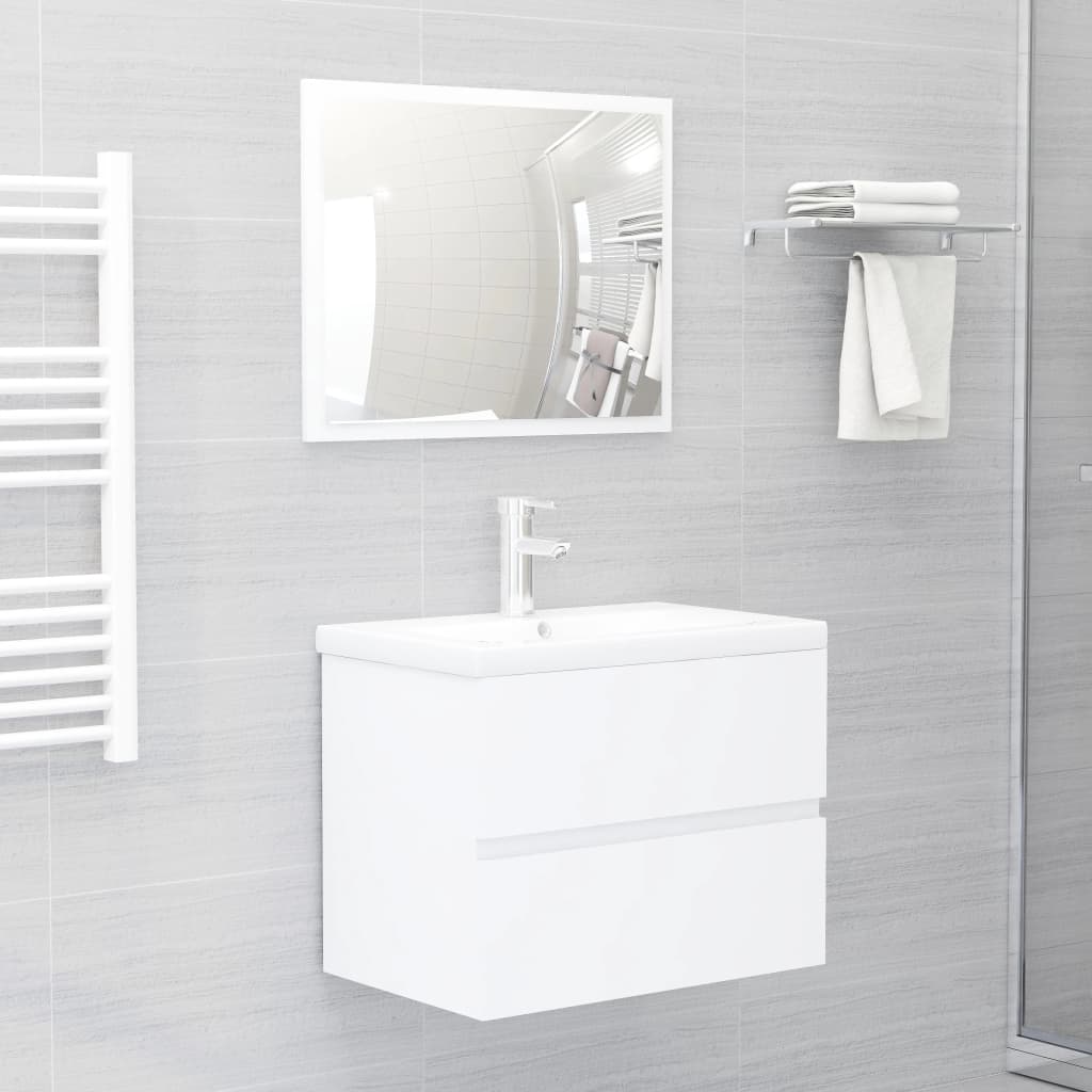 Set Mobili da Bagno Bianco in Legno Multistrato | homemem39