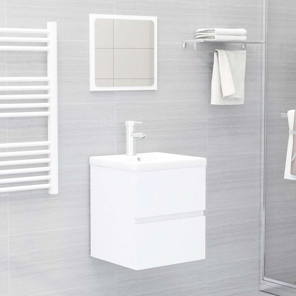Mobile con Lavabo Integrato Bianco in Legno Multistrato | homemem39
