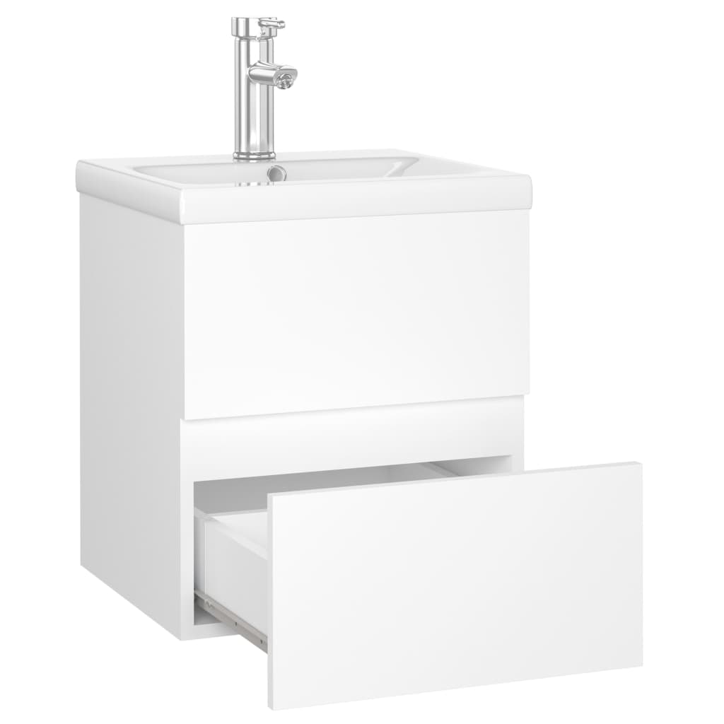 Mobile con Lavabo Integrato Bianco in Legno Multistrato | homemem39
