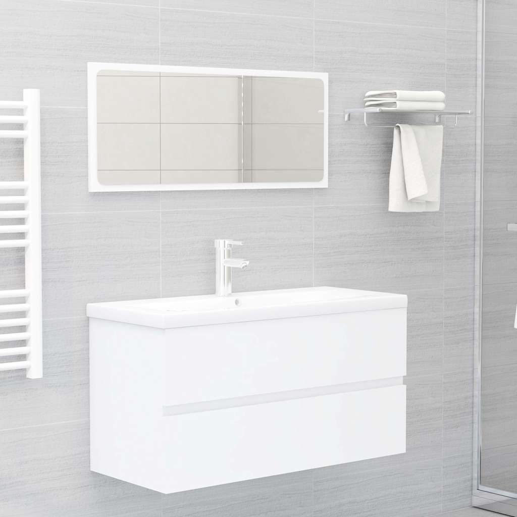 Mobile con Lavabo Integrato Bianco in Legno Multistrato | homemem39