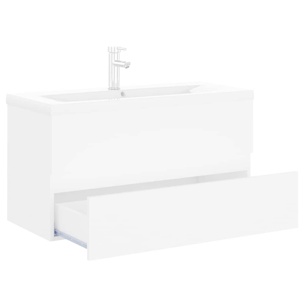 Mobile con Lavabo Integrato Bianco in Legno Multistrato | homemem39