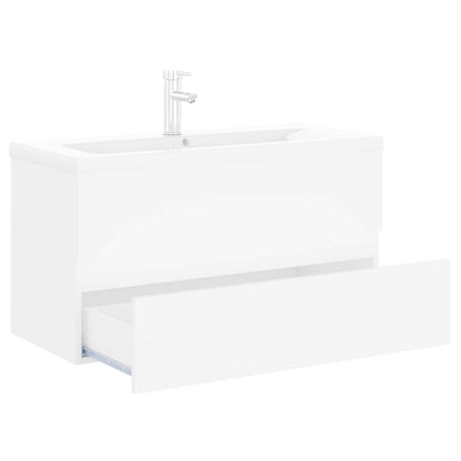 Mobile con Lavabo Integrato Bianco in Legno Multistrato | homemem39