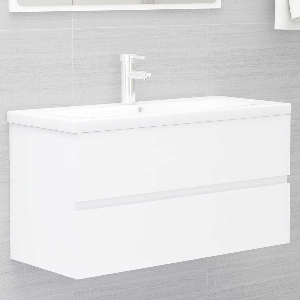 Mobile con Lavabo Integrato Bianco in Legno Multistrato | homemem39