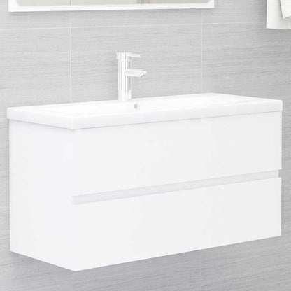 Mobile con Lavabo Integrato Bianco in Legno Multistrato | homemem39