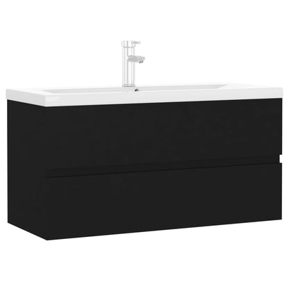 Mobile con Lavabo Integrato Nero in Legno Multistrato | homemem39