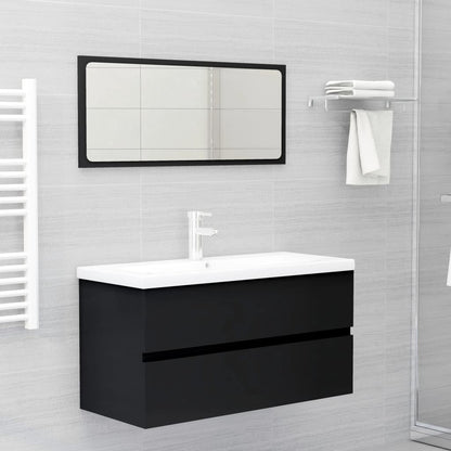 Mobile con Lavabo Integrato Nero in Legno Multistrato | homemem39