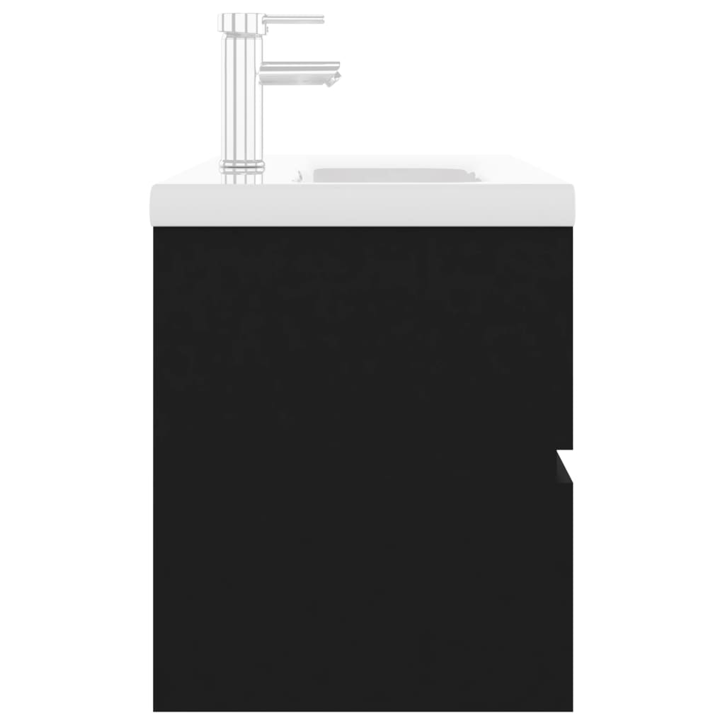 Mobile con Lavabo Integrato Nero in Legno Multistrato | homemem39