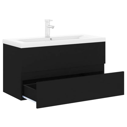 Mobile con Lavabo Integrato Nero in Legno Multistrato | homemem39