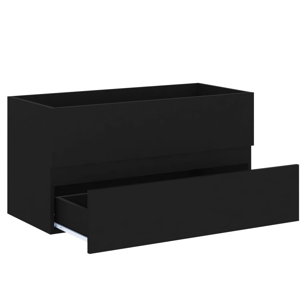 Mobile con Lavabo Integrato Nero in Legno Multistrato | homemem39