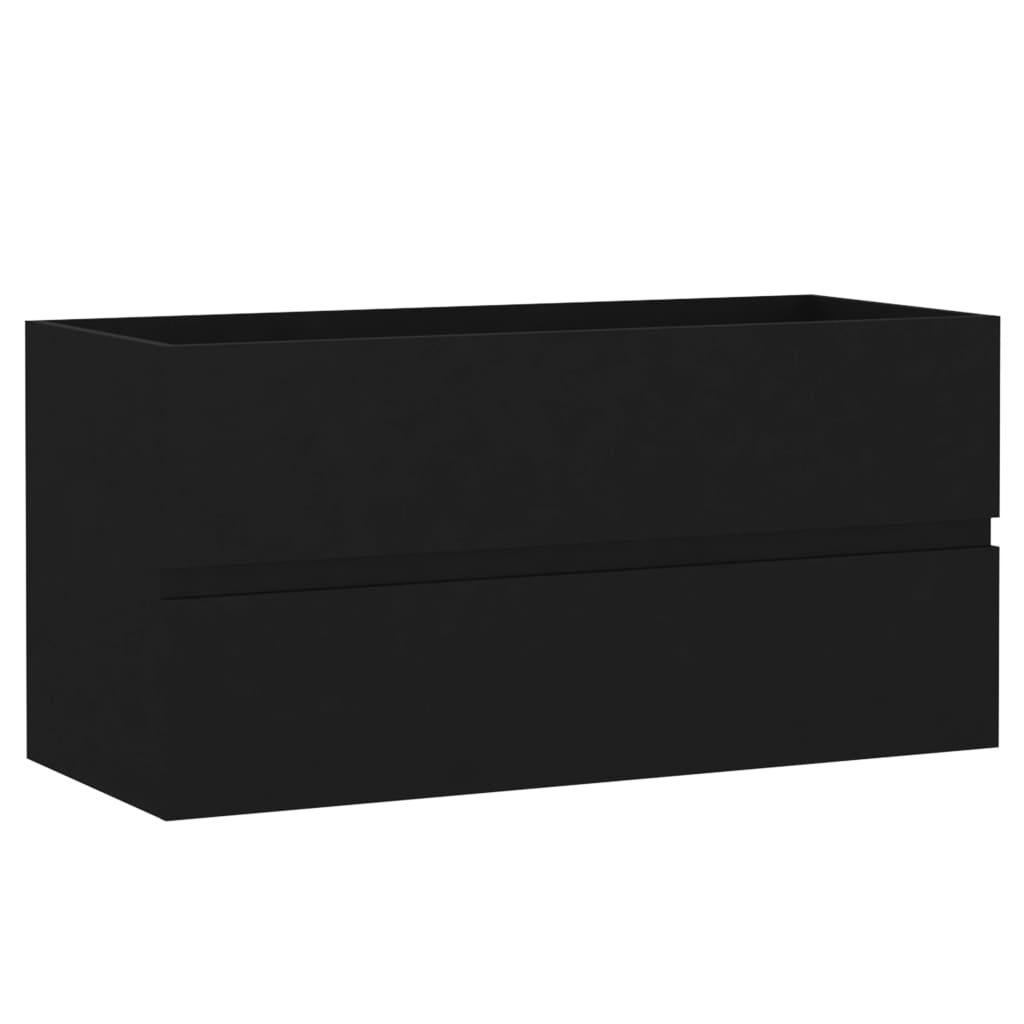 Mobile con Lavabo Integrato Nero in Legno Multistrato | homemem39