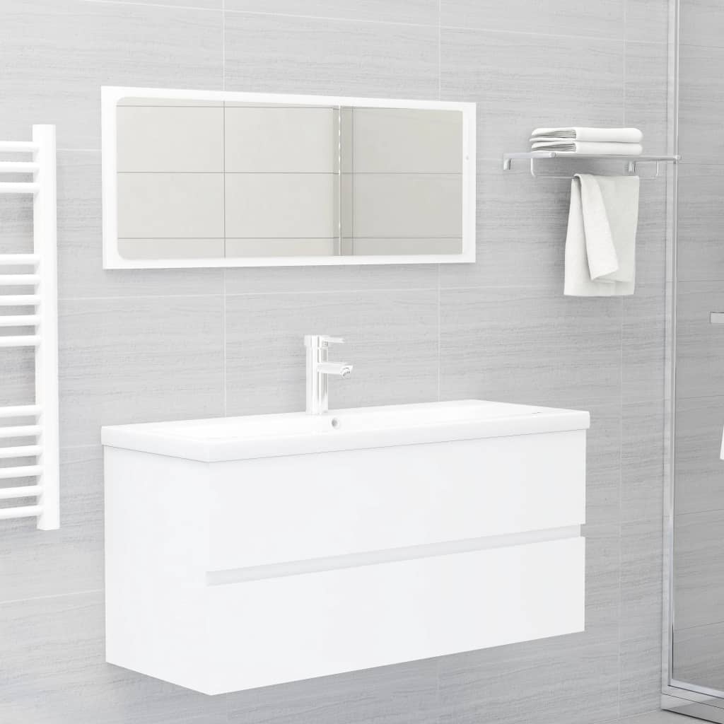 Mobile Bagno con Lavabo Integrato Bianco in Legno Multistrato | homemem39