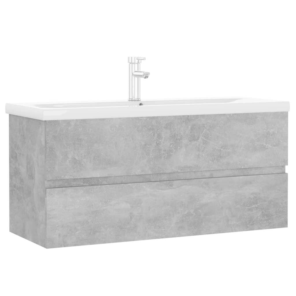Mobile con Lavabo Integrato Grigio Cemento in Legno Multistrato | homemem39