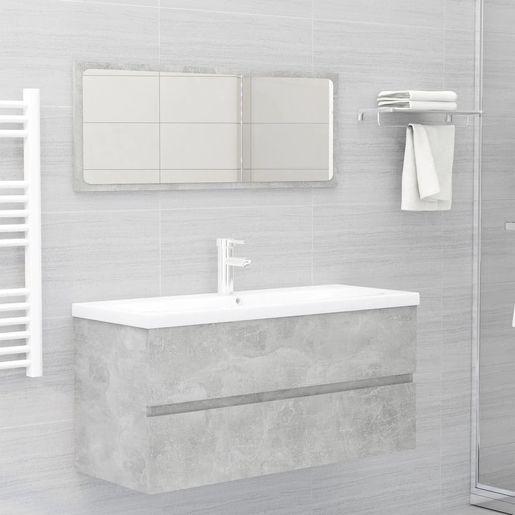 Mobile con Lavabo Integrato Grigio Cemento in Legno Multistrato | homemem39