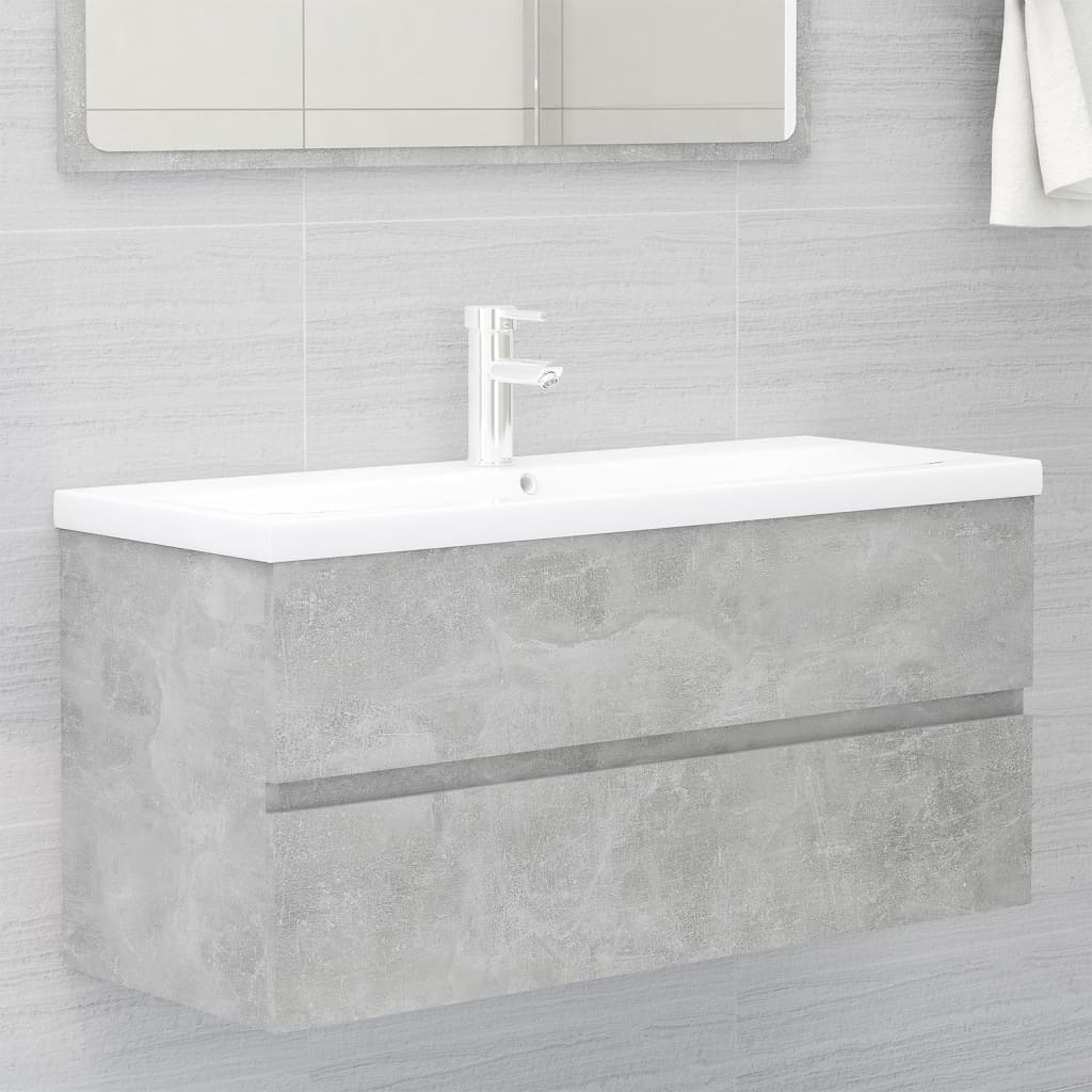 Mobile con Lavabo Integrato Grigio Cemento in Legno Multistrato | homemem39