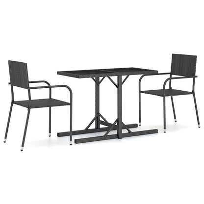 Set Mobili da Pranzo per Giardino 3 pz Nero | homemem39