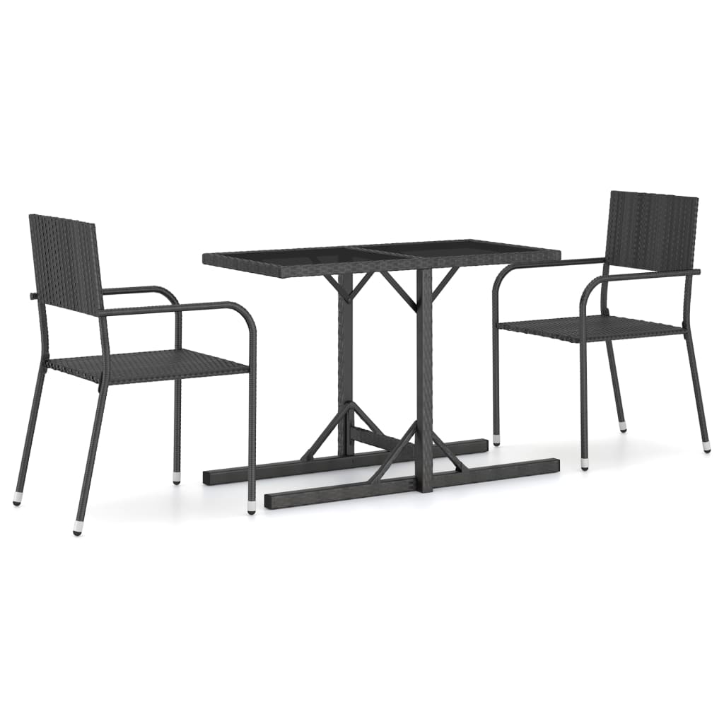 Set Mobili da Pranzo per Giardino 3 pz Nero - homemem39
