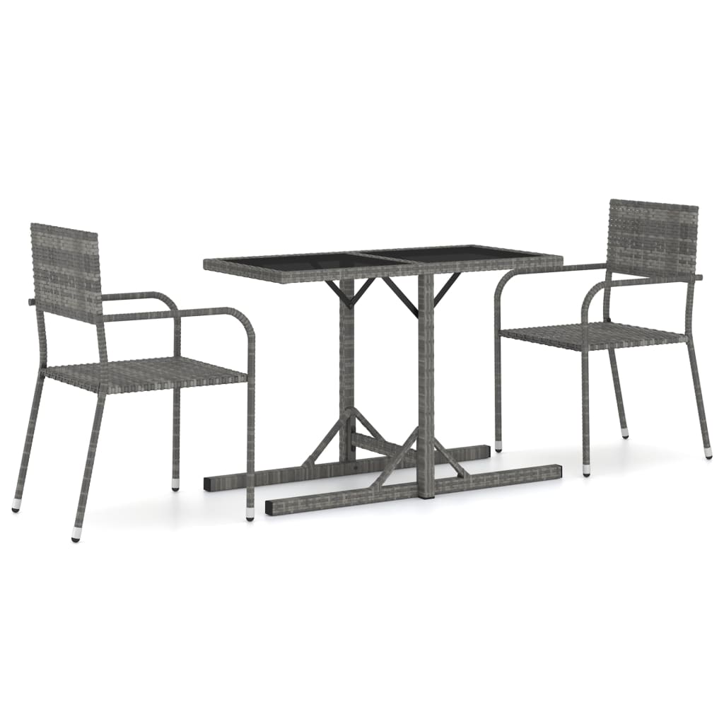 Set Mobili da Pranzo per Giardino 3 pz Grigio - homemem39