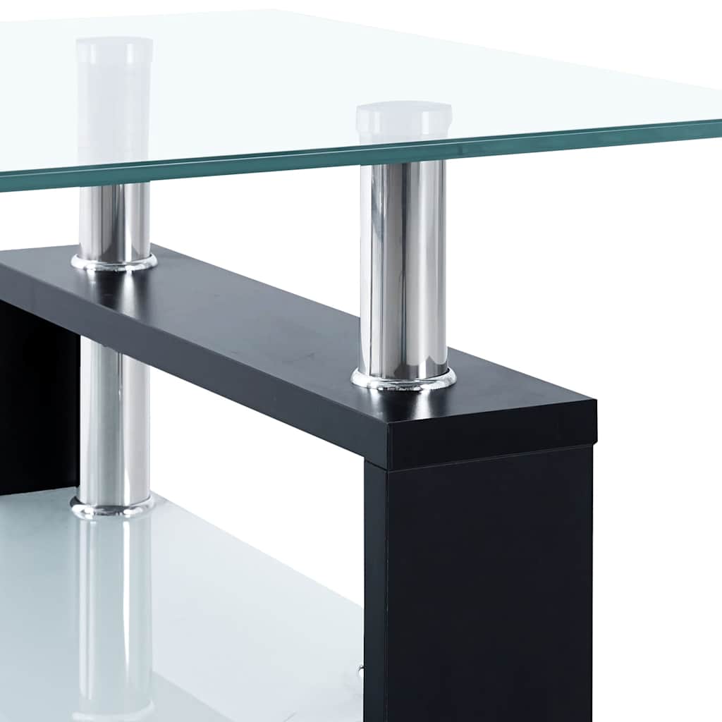 Tavolino Salotto Nero e Trasparente 95x55x40 cm Vetro Temperato | homemem39