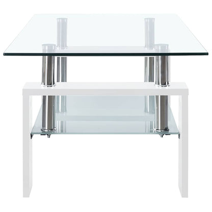 Tavolino Bianco e Trasparente 95x55x40 cm Vetro Temperato | homemem39